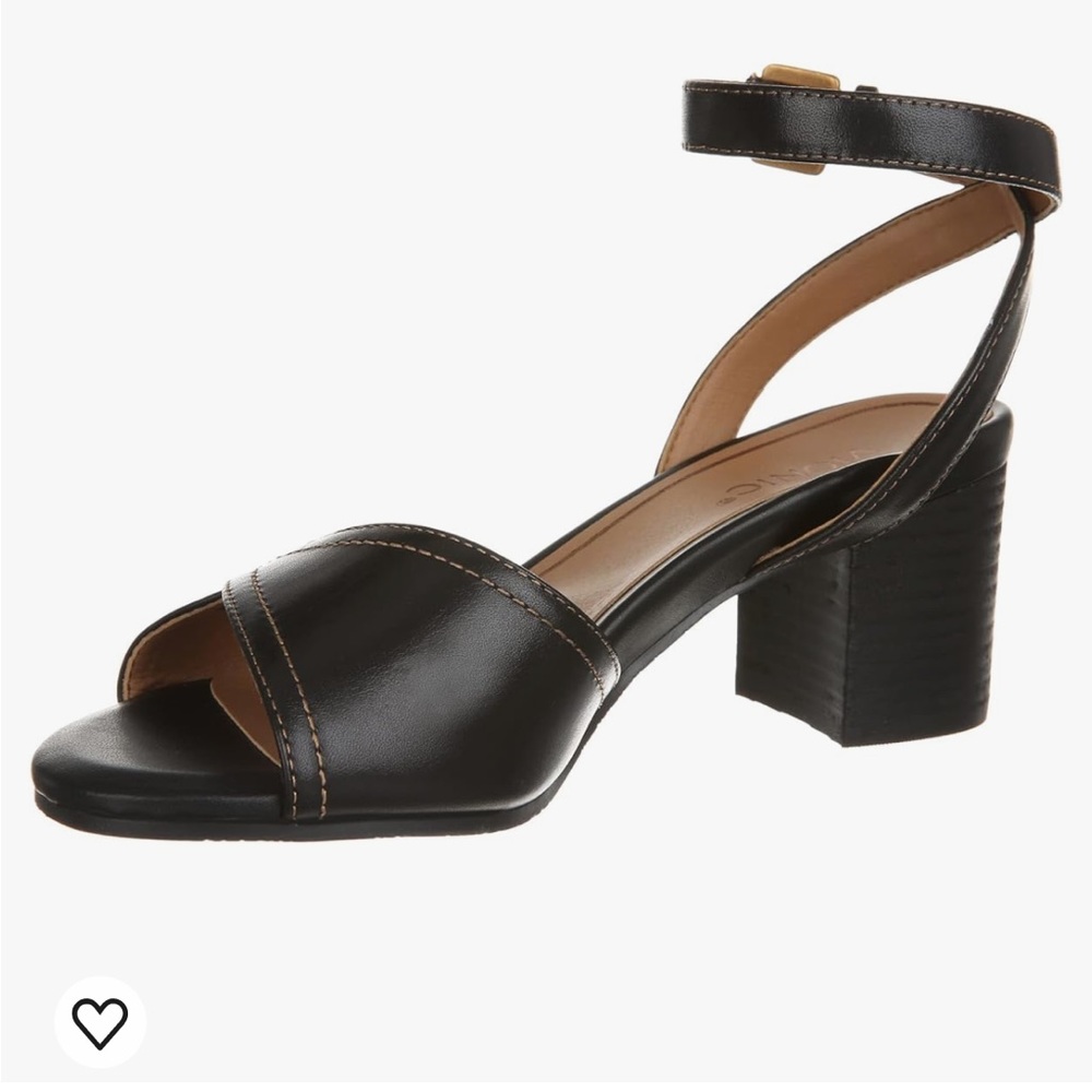 Isadora by Vionic, black, strappy heeled sandal. 9.5